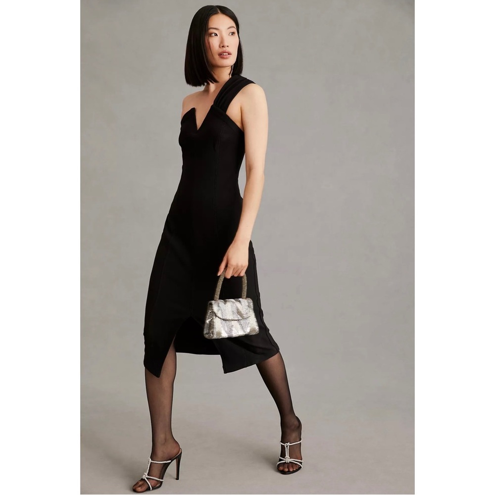 MAEVE Black Asymmetrical One Shoulder Dress